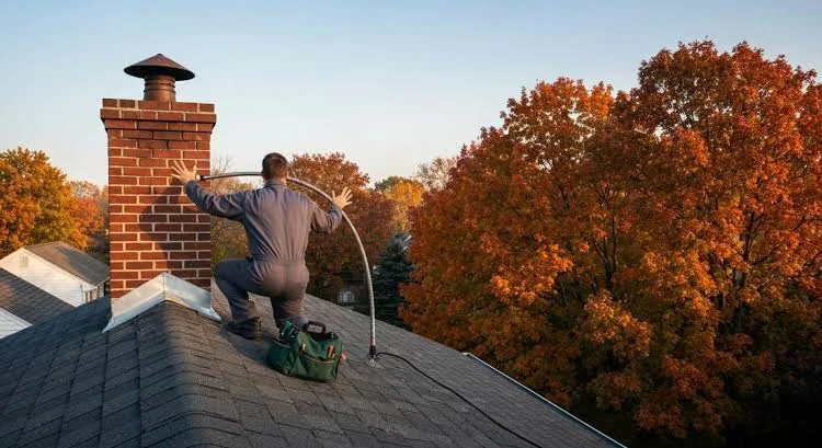 Residential chimney maintenance work